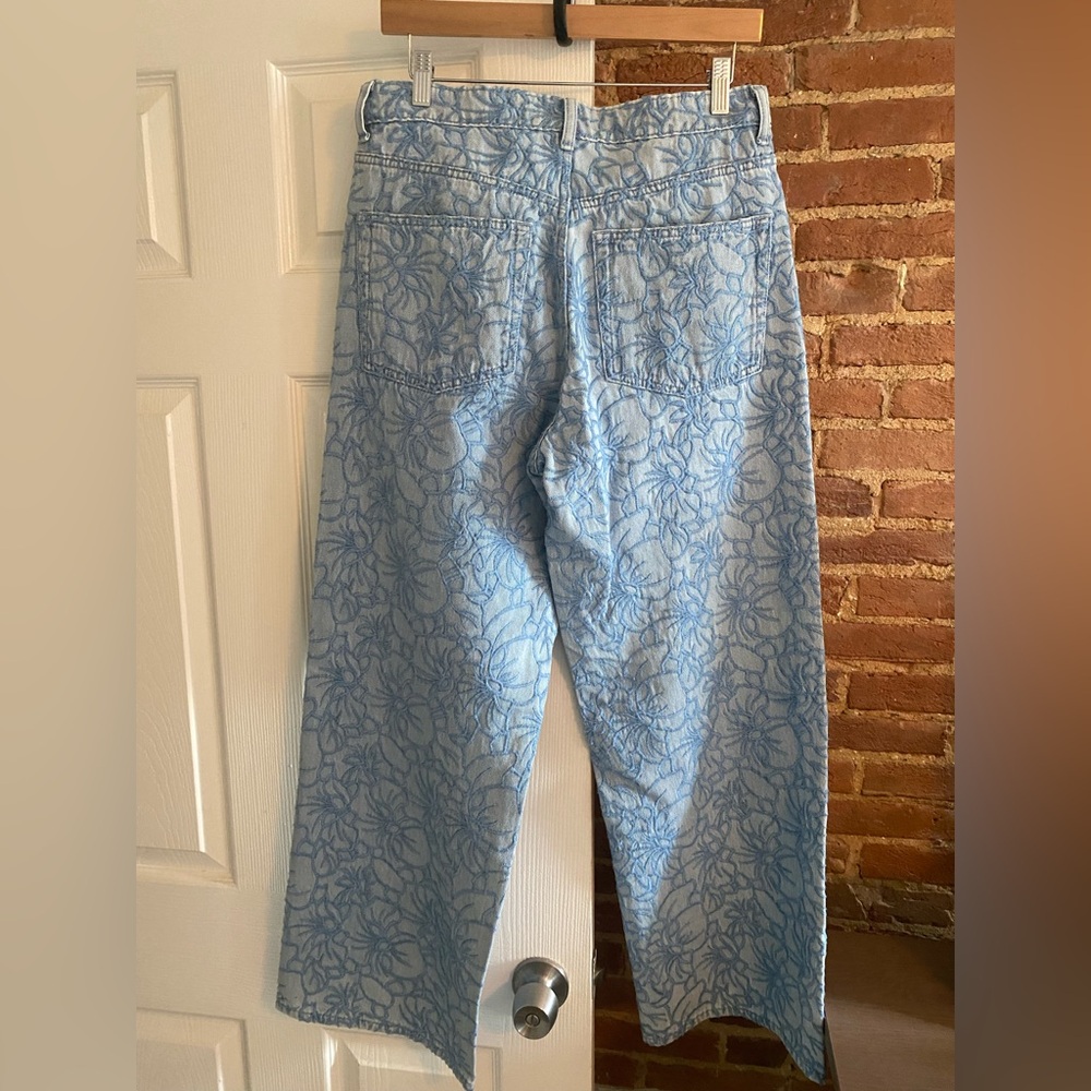 H&M Floral Embroidered Straight Jeans - New With Tags - Picture 6 of 11